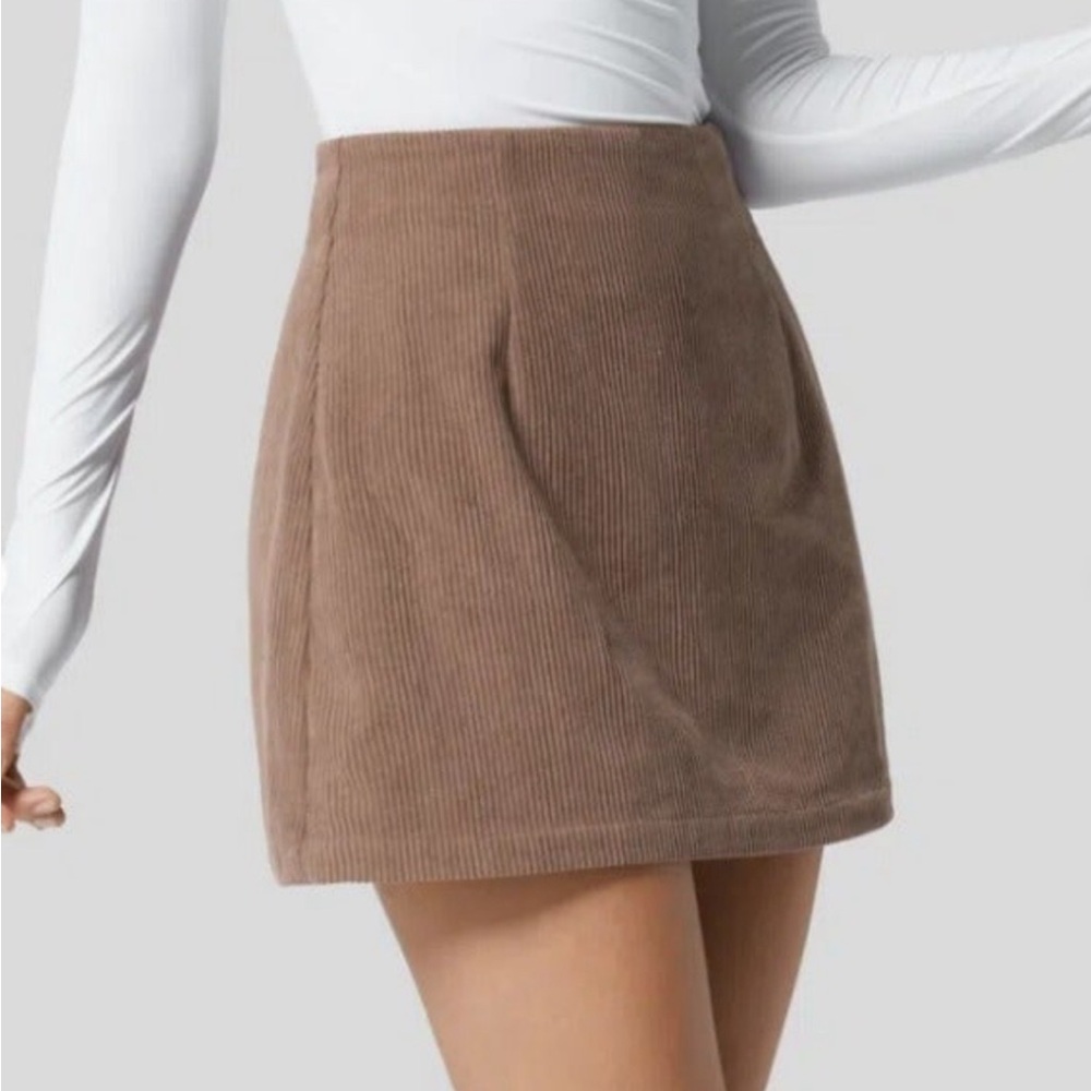Halara Cocoa Brown 2-in-1 High Waisted A Line Mini Corduroy Skirt Extra Large